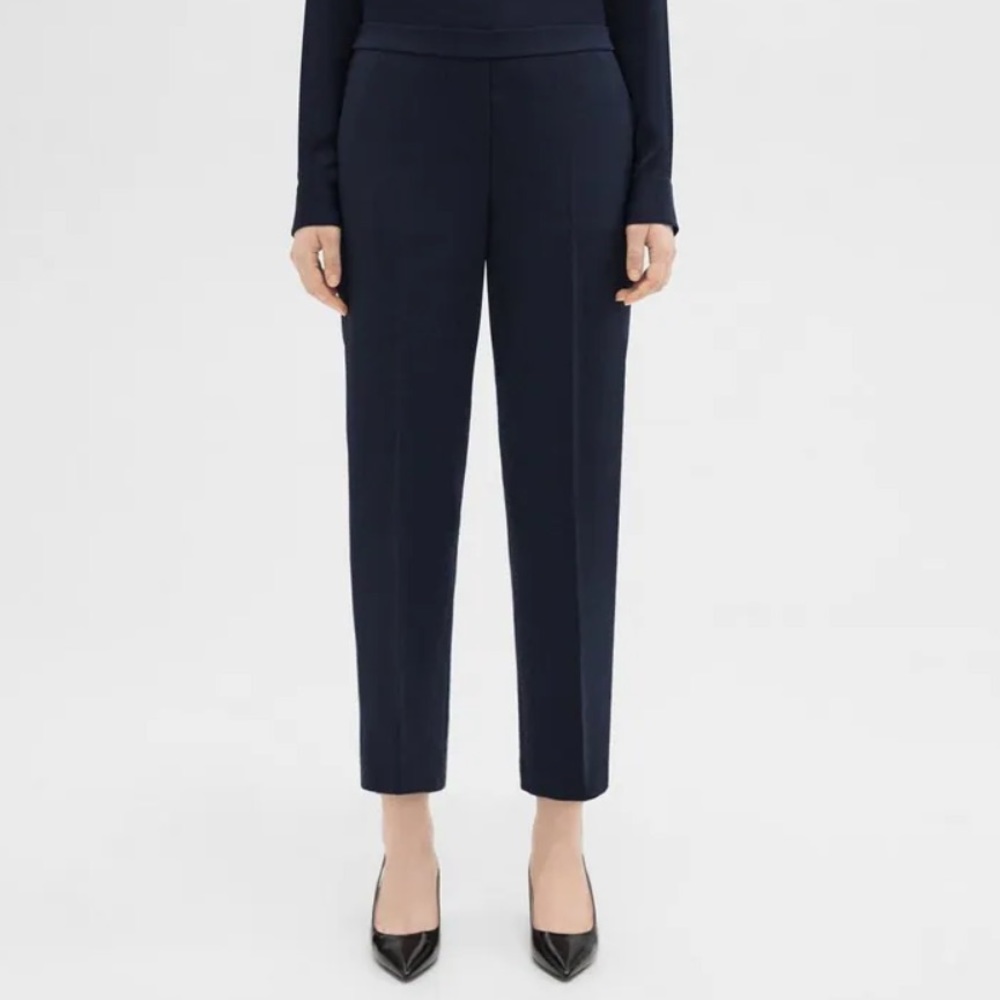 Theory Treeca Pull-On Pant in Admiral Crepe Nocturne Navy Blue Size 16
